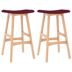 vidaXL Tabourets de bar lot de 2 rouge bordeaux tissu