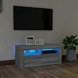 Maison Chic Meubles TV avec lumières LED - Banc TV pour salon Sonoma gris 90x35x40 cm -MN96474