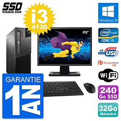 PC Lenovo M93p SFF Ecran 19" Intel i3-4130 RAM 32Go SSD 240Go Windows 10 Wifi - Occasion