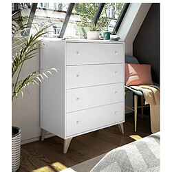 Avis Pegane Commode avec 4 tiroirs coloris blanc artic - Hauteur 95 x Longueur 77,5 x Profondeur 40 cm