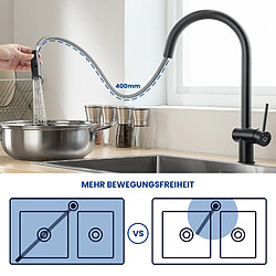 Cecipa max Mitigeur de Cuisine avec Douchette Extractible Robinet de Cuisine avec 2 Types de Jet D'eau Robinet d'évier (Noir),EU Modèle