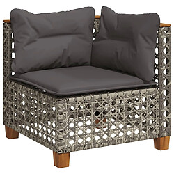 Acheter vidaXL Salon de jardin avec coussins 7 pcs gris résine tressée