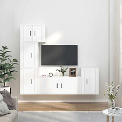 Maison Chic Ensemble de meubles TV 5 pcs pour salon - Blanc brillant Bois d'ingénierie -MN41702