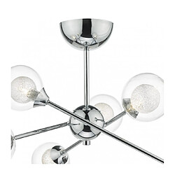 Luminaire Center Plafonnier Zeke chrome poli et verre 6 ampoules