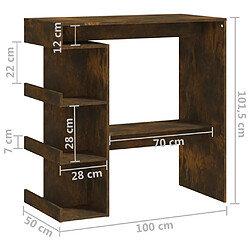 vidaXL Table de bar et étagère de rangement chêne fumé bois ingénierie pas cher