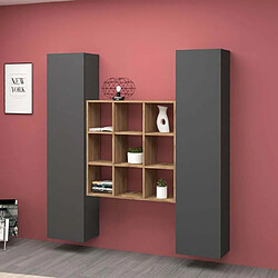 Ahd Amazing Home Design Armoire suspendue 2 colonnes bibliothèque moderne en bois Pella RT