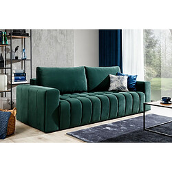 VENESETTI Canapé 3 places convertible et espace de rangement - Vert - en tissu velours de qualité luxe, LAZIO