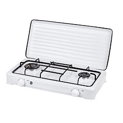 Cuisinière à gaz portable pour le camping, réchaud portable, 2 brûleurs réglable, , Blanc, MPM, SML-KN-02/1K 