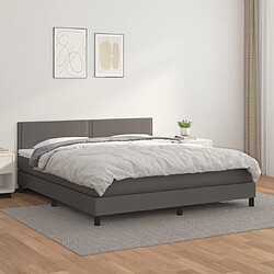 vidaXL Sommier à lattes de lit avec matelas Gris 160x200 cm Similicuir