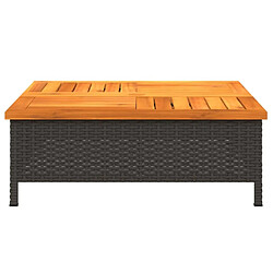 Maison Chic Table de jardin | Table d'extérieur noir 70x70x25 cm résine tressée et bois acacia -GKD63388 pas cher