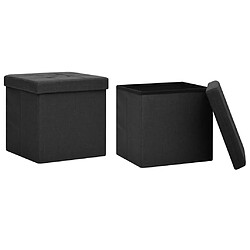 vidaXL Tabourets de rangement pliables lot de 2 noir Faux lin