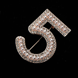 Avis Mode Femmes Cristal Strass Perle Nombre 5 Broche Broche Bijoux Or