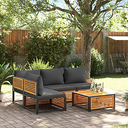 vidaXL Salon de jardin avec coussins 5 pcs Bois d'acacia solide