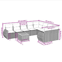 Acheter vidaXL Salon de jardin avec coussins 10 pcs gris résine tressée