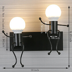 Acheter Stoex Créatifs Applique Murale Rétro Fer Vintage Lampe murale Moderne Métal Lampe Double Tête E27 pour Bar, Chambre à Coucher, Cuisine, Restaurant, Café, Couloir (Noir)