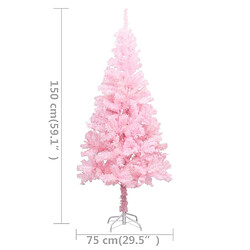 vidaXL Arbre de Noël artificiel pré-éclairé et boules rose 150 cm PVC pas cher