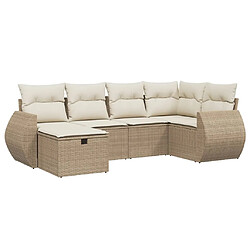 vidaXL Salon de jardin avec coussins 6 pcs beige résine tressée