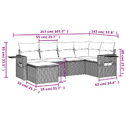 Avis vidaXL Salon de jardin avec coussins 6 pcs beige résine tressée