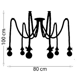 Acheter Sampa Suspension ou plafonnier design Mila 100cm réglable corde noir compatible LED