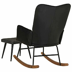 Acheter Maison Chic Chaise à bascule avec repose-pied | Fauteuil Relax Noir Cuir véritable -GKD43119