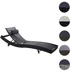 Mendler Chaise longue Savannah, polyrotin, bain de soleil ~ anthracite, enveloppe noir