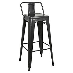 Ds Meubles Lot de 4 tabourets de bar avec dossier Lot de 4 tabourets de bar Tulio avec dossier GunMetal 43x43x93cm