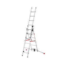 Echelle transformable pro 3 plans 3x6 échelons 4m70 en aluminium Hailo ProfiLot