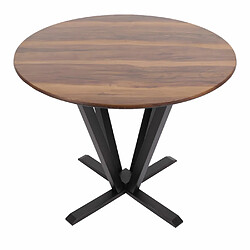 Mendler Table de bistrot HWC-M56, table de salle à manger, bois massif HPL stratifié mélaminé Ø92cm, aspect bois de sheesham, piétement foncé pas cher