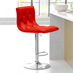 Superstool Tabouret Haut cuisine et matelas matelassé similicuir Design Honolulu, Couleur: Rouge