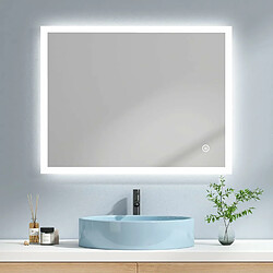 EMKE Miroir de salle de bain avec éclairage Miroir de salle de bain LED 90x70cm | Interrupteur Tactile, Anti-buée | Lumière Blanche Froide