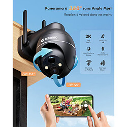 Avis YESKAMO 2K Camera Surveillance WiFi Exterieure sans Fil Solaire 360° PTZ, Caméra Exterieur Solaire Batterie 2,4 GHz, Vision Nocturne Couleur, Détection PIR, Audio Bidirectionnel