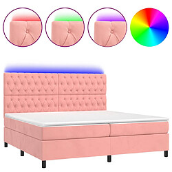 vidaXL Sommier à lattes de lit matelas et LED Rose 200x200 cm Velours