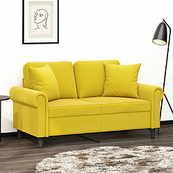 Maison Chic Canapé 2 places avec oreillers,Sofa de Salon,Canapé droit décoratifs jaune 120 cm velours -GKD399513