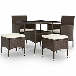 Maison Chic Mobilier de salle à manger de jardin 5 pcs,Table et chaises d'extérieur Résine tressée Marron -GKD262083