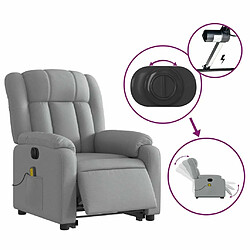 Maison Chic Fauteuil Relax pour salon, Fauteuil inclinable de massage électrique Gris clair Tissu -GKD42239 pas cher