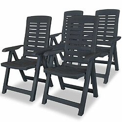 Maison Chic Lot de 4 Chaises inclinables de jardin - Fauteuil d'extérieur Plastique Anthracite -MN17684