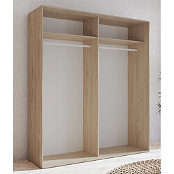 Avis Pegane Armoire, placard garde-robe 2 portes coloris chêne cambrian, blanc - Longueur 180 x Profondeur 55 x Hauteur 207,60 cm