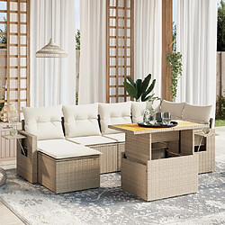 vidaXL Salon de jardin avec coussins 7 pcs beige résine tressée 