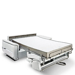 Inside 75 Canapé convertible express REAUMUR 140cm matelas 16cm pieds luge polyuréthane blanc cassé