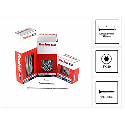 Fischer Vis pour panneaux de particules Power-Fast II FPF II 6.0x90 mm - 100 pièces (670487) tête fraisée + Filetage partiel Torx, galvanisée, passivée bleue