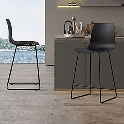 Mes Lot de 2 chaises de bar H65 cm noir - NORYZ 