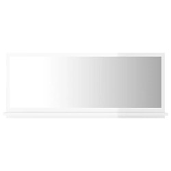 Maison Chic Miroir moderne de salle de bain,Décoration Miroir mural Bain Blanc brillant 90x10,5x37 cm Aggloméré -MN91787