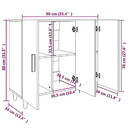 vidaXL Buffet noir 90x34x80 cm bois d'ingénierie pas cher