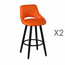 Mes Lot de 2 tabourets de bar 47x47x91 cm orange et anthracite