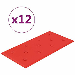 vidaXL Panneaux muraux 12 pcs Rouge 60x30 cm Similicuir 2,16 m²