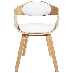 Avis Decoshop26 Chaise de bureau salle à manger visiteur design scandinave en bois clair et assise en PVC blanc 10_0001906