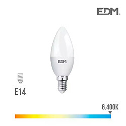 Edm Ampoule LED E14 7W Bougie équivalent à 48W - Blanc du Jour 6400K