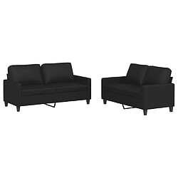 vidaXL Ensemble de canapés 2 pcs avec coussins Noir Similicuir