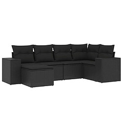 vidaXL Salon de jardin 6 pcs avec coussins noir résine tressée