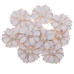 10pcs perle strass fleur bouton cristal flatback ornements decoration blanc + perle